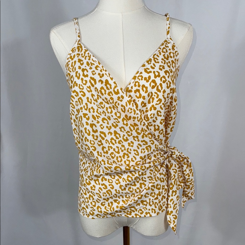 Blu Pepper Cream and Yellow Wrap Camisole with V-Neck